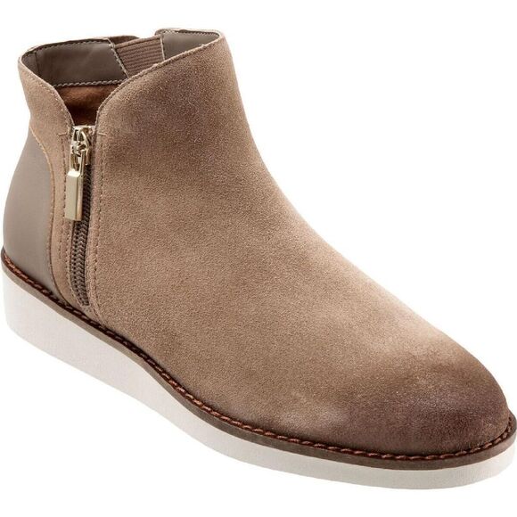 SoftWalk Women's Sz 6.5W Stone Suede Wesley Leather Round Toe Ankle Boots $129 - Picture 6 of 6